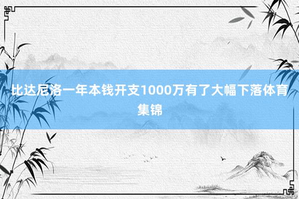 比达尼洛一年本钱开支1000万有了大幅下落体育集锦