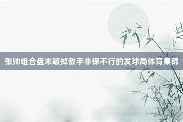张帅组合盘末破掉敌手非保不行的发球局体育集锦