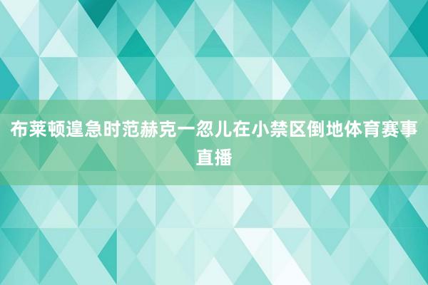 布莱顿遑急时范赫克一忽儿在小禁区倒地体育赛事直播