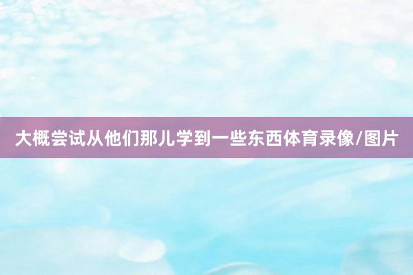 大概尝试从他们那儿学到一些东西体育录像/图片