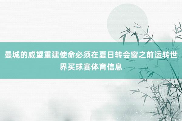 曼城的威望重建使命必须在夏日转会窗之前运转世界买球赛体育信息