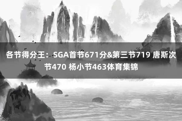 各节得分王：SGA首节671分&第三节719 唐斯次节470 杨小节463体育集锦