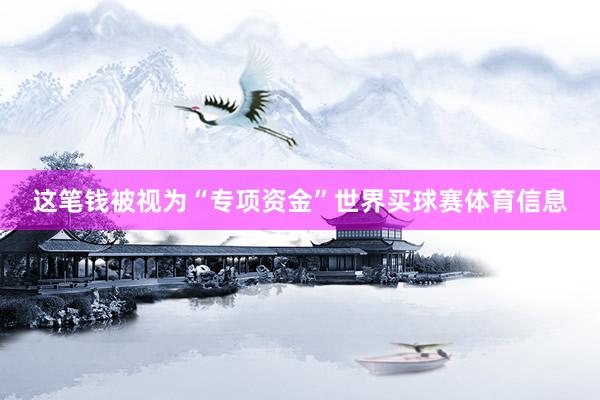 这笔钱被视为“专项资金”世界买球赛体育信息