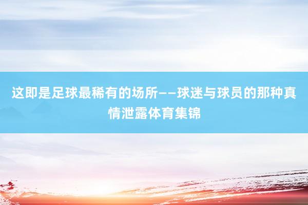 这即是足球最稀有的场所——球迷与球员的那种真情泄露体育集锦