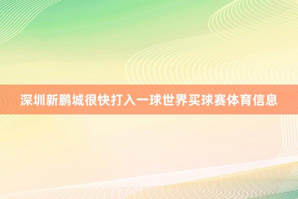 深圳新鹏城很快打入一球世界买球赛体育信息