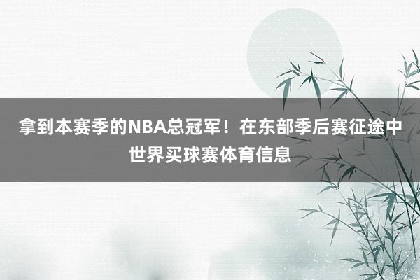 拿到本赛季的NBA总冠军！在东部季后赛征途中世界买球赛体育信息